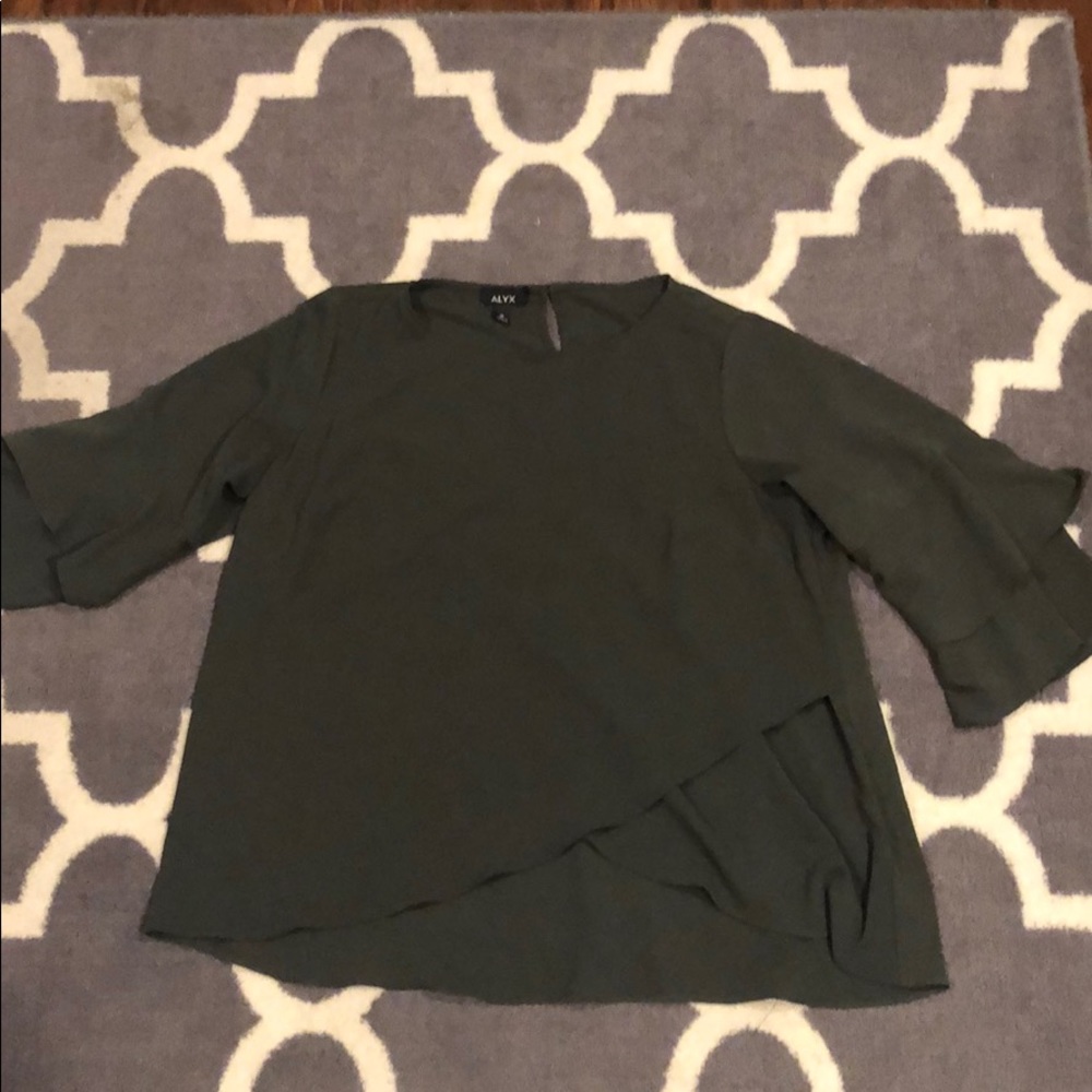Olive Green Bell Sleeve Top
